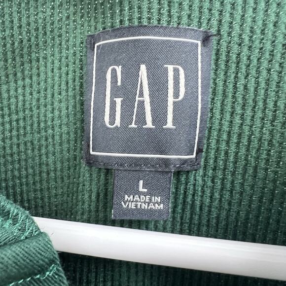 Gap Green Waffle Knit Long Sleeve Henley Thermal Shirt Mens Size Large - Picture 4 of 4